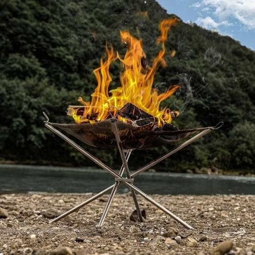 Campfire Fire Rack Backyard Heating Mesh Fire Pit Rack Folding Wood Stoves Rack Bonfire Frame