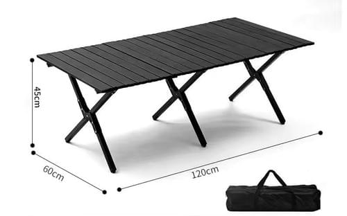 Sturdy Brown Folding camping table carbon steel portable roll-up picnic table for 4-6 person