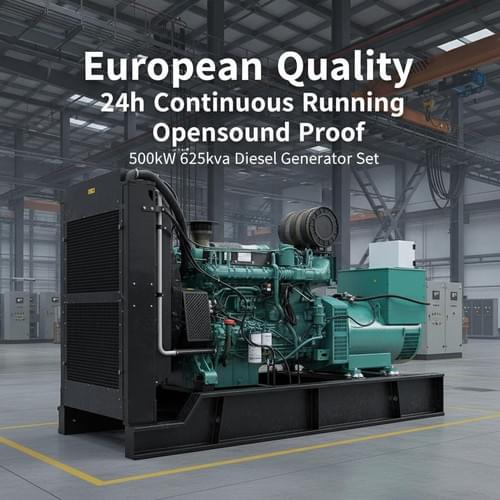 European Quality 24h Continuous Running Opensound Proof 500kW 625kva Diesel Generator Set