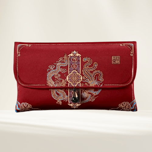 Phoenix & Dragon Red Wedding Clutch – 百年好合 Design