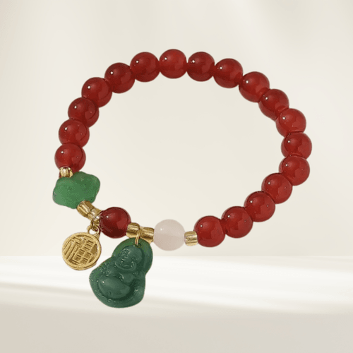Lucky Maitreya Buddha Red Bead Bracelet