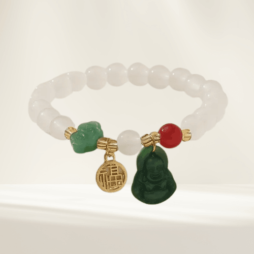 White Harmony Buddha Charm Bracelet