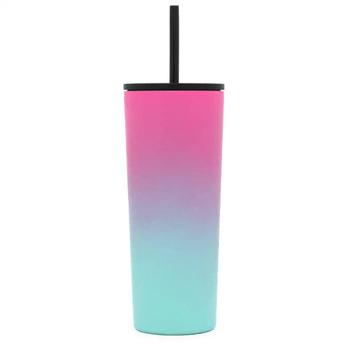24oz Classic Tumbler with Straw Lid Flip Lid Vacuum Insulated Coffee Beer Pint Cup 18/8 Stainless Steel Water Bottle Travel Mug