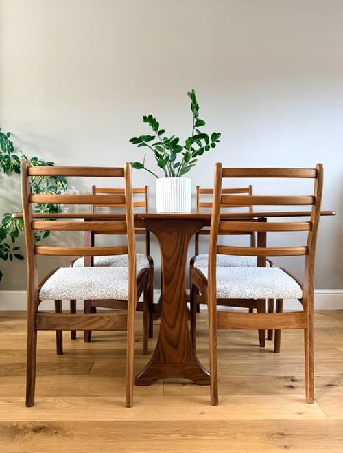NEW LISTING G PLAN Mid-Century Modern Drop-Leaf Table & Chairs, Set of 4