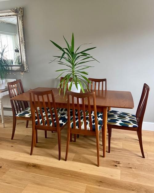 G PLAN Fresco Set of 6 Dining Chairs with Mid-Century Dining Table