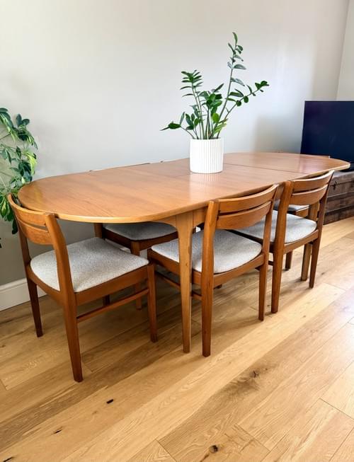 SOLD Nathan 1970s Vintage Retro Mid Century Teak Oval Dining Table & 6 Chairs