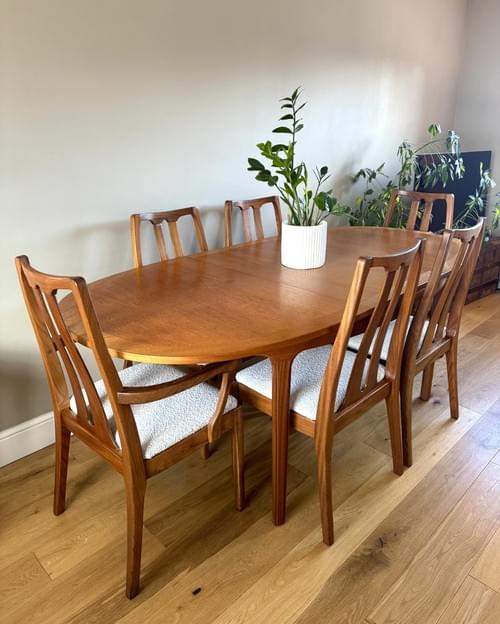 SOLD Nathan 1970s Vintage Retro Mid Century Teak Oval Dining Table & 6 Chairs