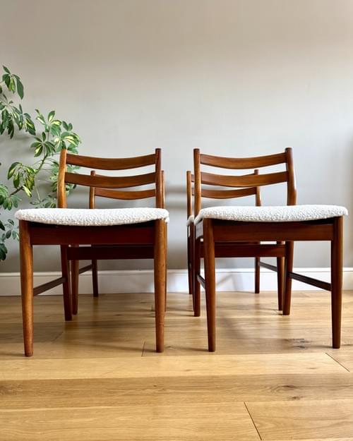 NEW LISTING Off White Boucle Jentique 1970s Dining Chairs, Set of 4