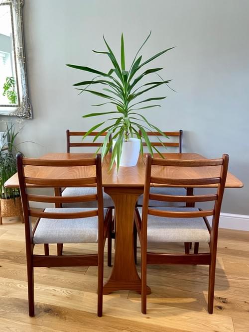 SOLD - RARE G Plan Set of 4 Dining Chairs with G Plan Gate Leg Dining Table