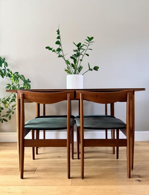 NEW LISTING 1960s Mid-Century Retro Teak Extending Dining Table and Chairs, Set of 4