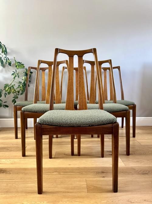 SOLD 1970s Vintage Retro Mid Century Teak Nathan Chairs, Set of 6