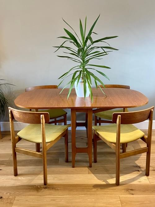 SOLD 1960s Mid-Century Modern Set of 4 Dining Chairs with Gate Leg Table