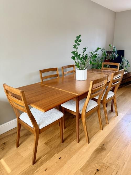 NEW LISTING 1960s Danish Teak Extending Dining Table by A.B Jørgensen & Chairs by Nathan