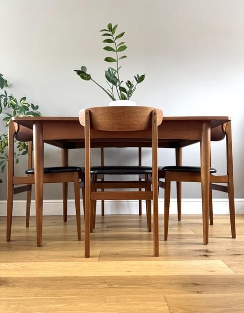 NEW LISTING 1960s Mid-Century Retro Teak Dining Table and Chairs, Set of 4