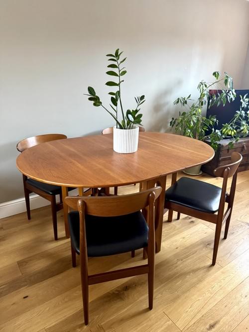 NEW LISTING Jentique Mid-Century Modern Teak Gateleg Table & Chairs, Set of 4