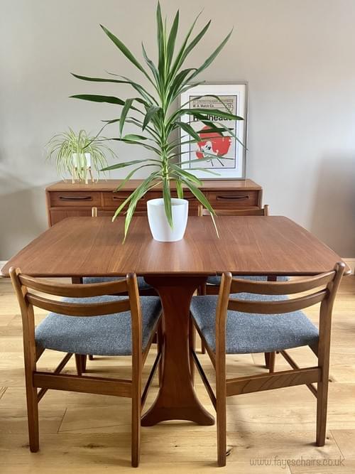 SOLD Retro Set of 4 Jentique Dining Chairs with G Plan Gate-Leg Dining Table