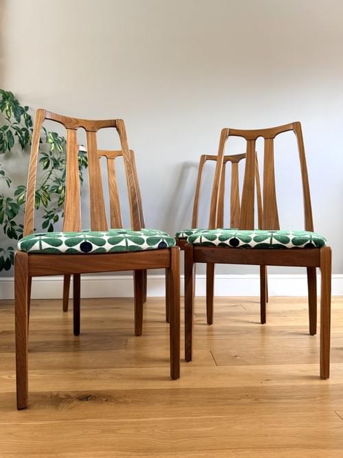 PENDING COLLECTION Nathan 1970s Vintage Retro Mid Century Teak Dining Chairs, Set of 3 & 1
