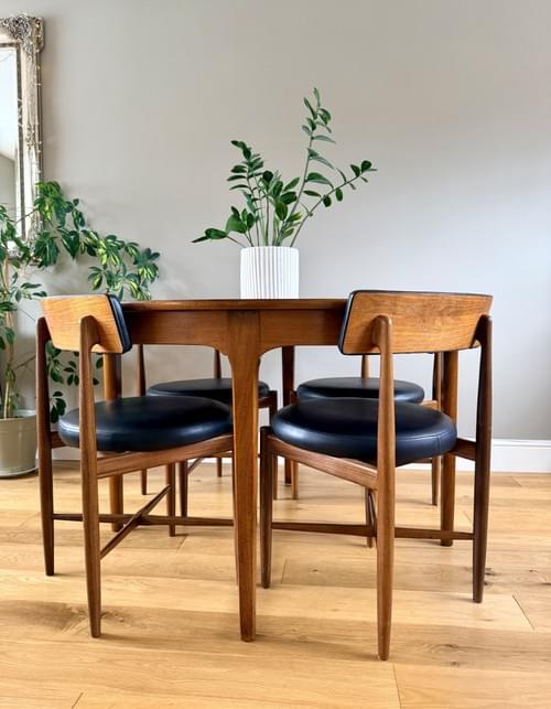 NEW LISTING Nathan / G Plan Retro Round Extending Dining Table and Chairs, Set of 4