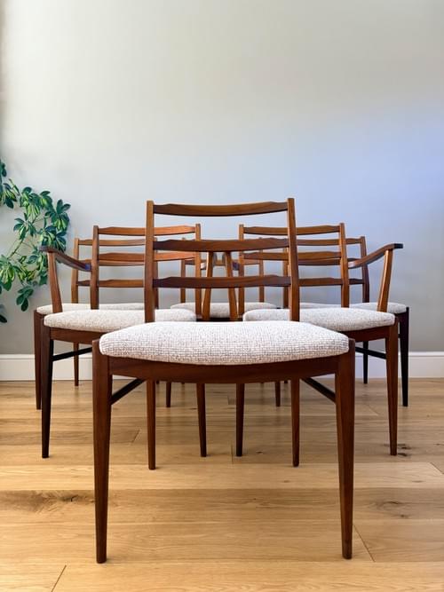 NEW LISTING McIntosh 1970s Mid-Century Modern Ladderback Teak Dining Chairs, Set of 6