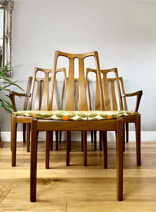 SOLD Nathan Vintage Retro Mid Century Teak Dining Chairs, Set of 6