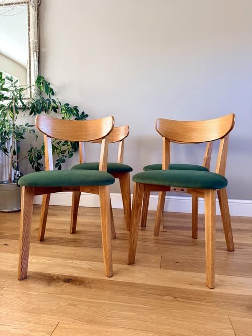 NEW LISTING John Lewis Oak Veneer Curved Back Dining Chairs, Set of 4