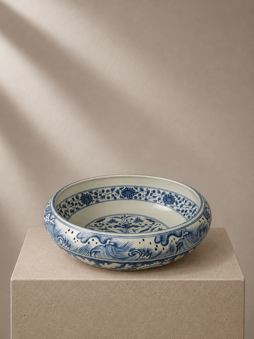 清代風格・青花池塘鴛鴦紋大碗