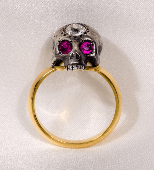 Ruby and diamond skull ring