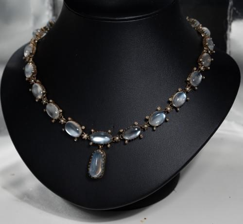 Moonstone and pearl necklace