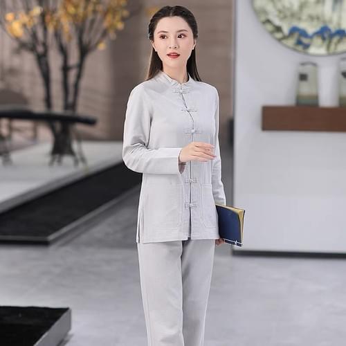 居士服女棉麻春夏套装