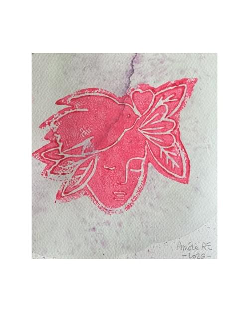 Petites linogravures roses fluo
