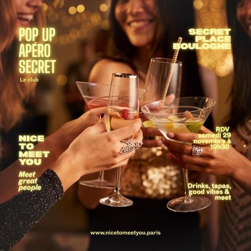 Pop up Apéro dînatoire secret célibataires samedi 29 novembre à 19h30