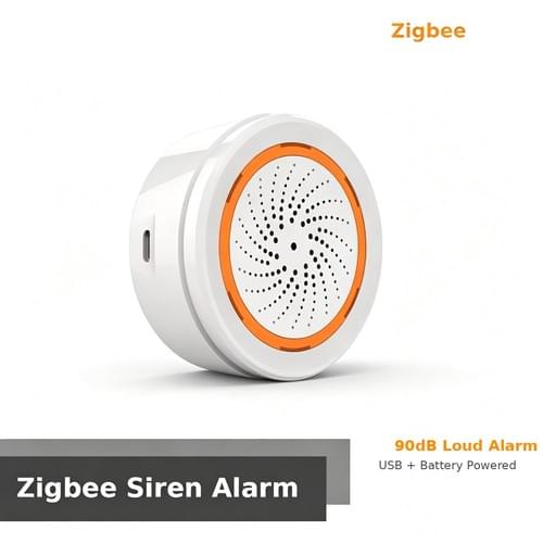 Zigbee Smart Siren Alarm 90dB Light Alert 18 Ringtones Smart Life Home Security