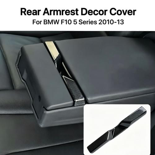 Rear Armrest Decor Cover Black Carbon Fiber Pattern For BMW 5 Series F10 F11 2010‑2013