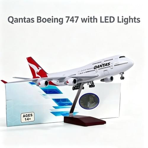 Qantas Boeing 747 Model 1:150 Sound LED Lights Resin Aircraft Gift 47cm