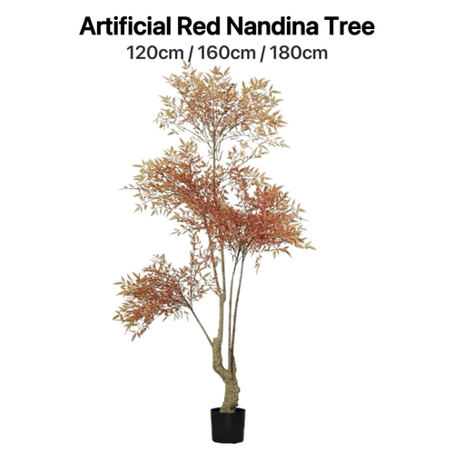 Red Autumn Artificial Nandina Tree Faux Potted Plant 120/160/180cm Home Indoor Decor