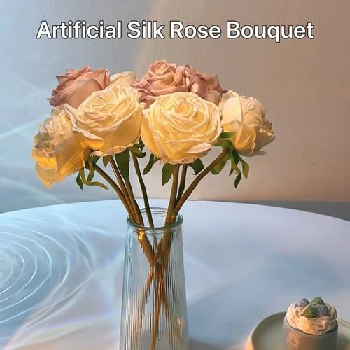 Artificial Rose Bouquet Silk Fake Flowers 7/6 Heads Home Wedding Party Table Decor Multi‑Color