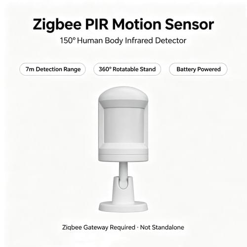 Zigbee PIR Motion Sensor 150° Infrared Detector 7M Range Home Security