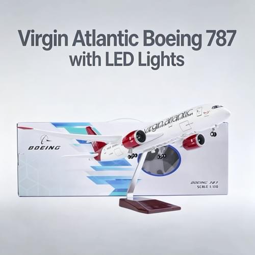 Virgin Atlantic 787 Model Plane 1:130 LED Light Resin Aircraft Collection 43cm