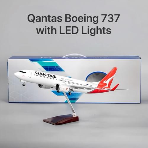 Qantas 737 Model Plane 1:85 LED Light Resin Aircraft Collection 47cm