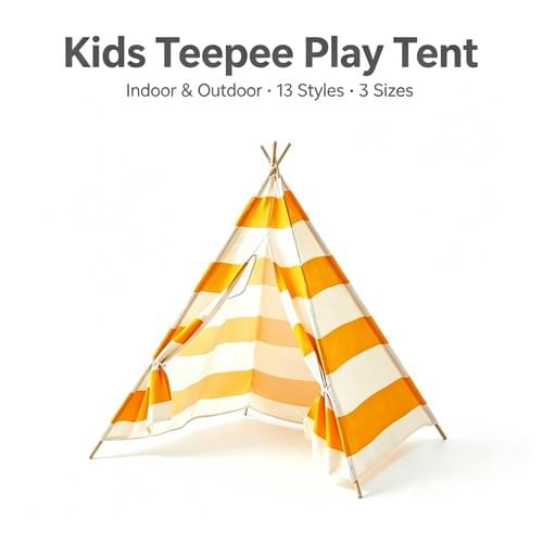 Kids Teepee Play Tent, 13 Patterns Total, Indoor Outdoor Children Playhouse with Natural Pine Poles