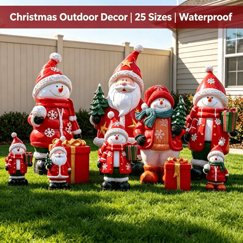 Large Christmas Snowman Santa Fiberglass Statue Outdoor Garden Yard Xmas Decor