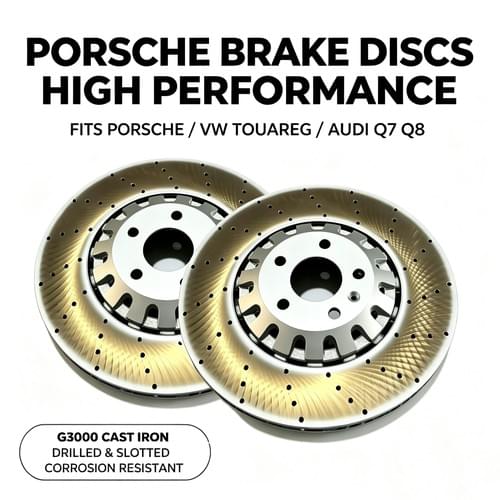 Drilled Slotted Vented Brake Disc Rotors G3000 Cast Iron For Porsche Cayenne 9YA/9YB VW Touareg CR7