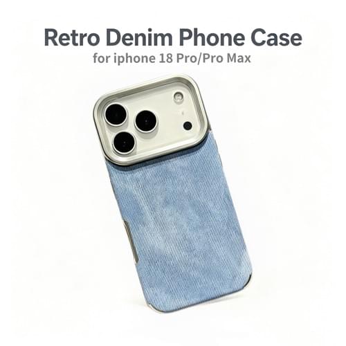 Retro Denim Texture Electroplated Phone Case Shockproof Cover for iPhone 18 Pro / 18 Pro Max