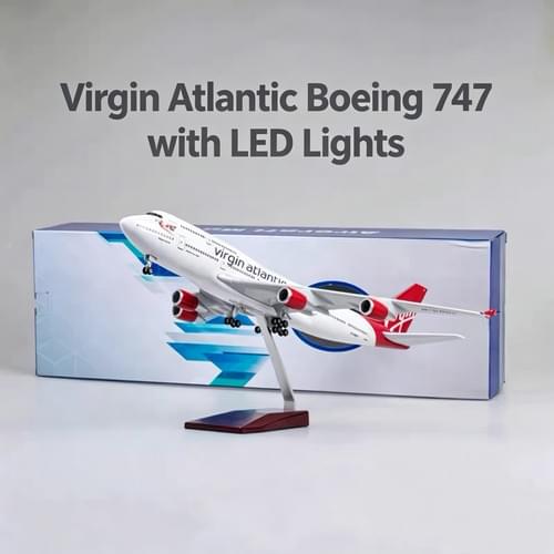 Virgin Atlantic 747 Model Plane 1:150 LED Light Resin Aircraft Collection 47cm