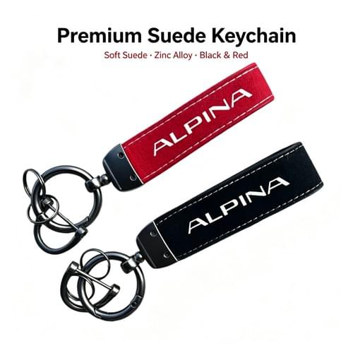 Premium Suede Leather Car Keychain with Zinc Alloy Metal Key Ring,BMW M / ALPINA / Custom Logo