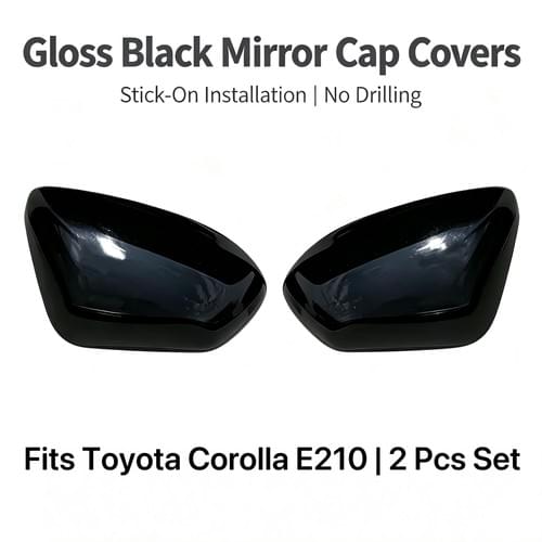 Gloss Black ABS Stick-On Side Mirror Cover Caps For Toyota Corolla E210 2019‑2025 Sedan Hatchback