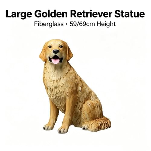 Large Size Realistic Golden Retriever Dog Statue Fiberglass Resin Garden Yard Decor Life‑Like Orname