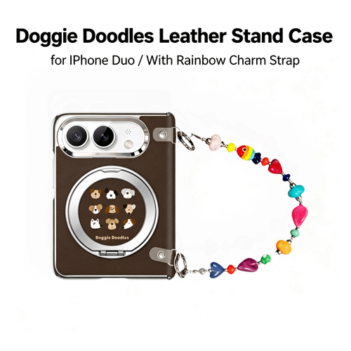 Doggie Doodles Leather Case 360° Rotating MagSafe Stand Full Hinge Protection for iPhone Duo