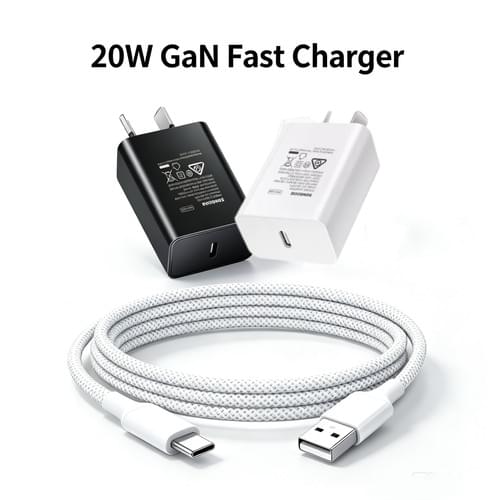 20W GaN USB-C Fast Charger AU Plug | Australian SAA Certified | Optional 2m Charging Cable