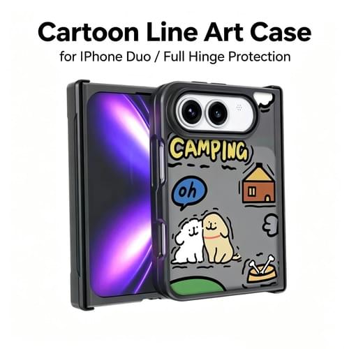Cartoon Line Art Case for iPhone Duo, Full Hinge Protection